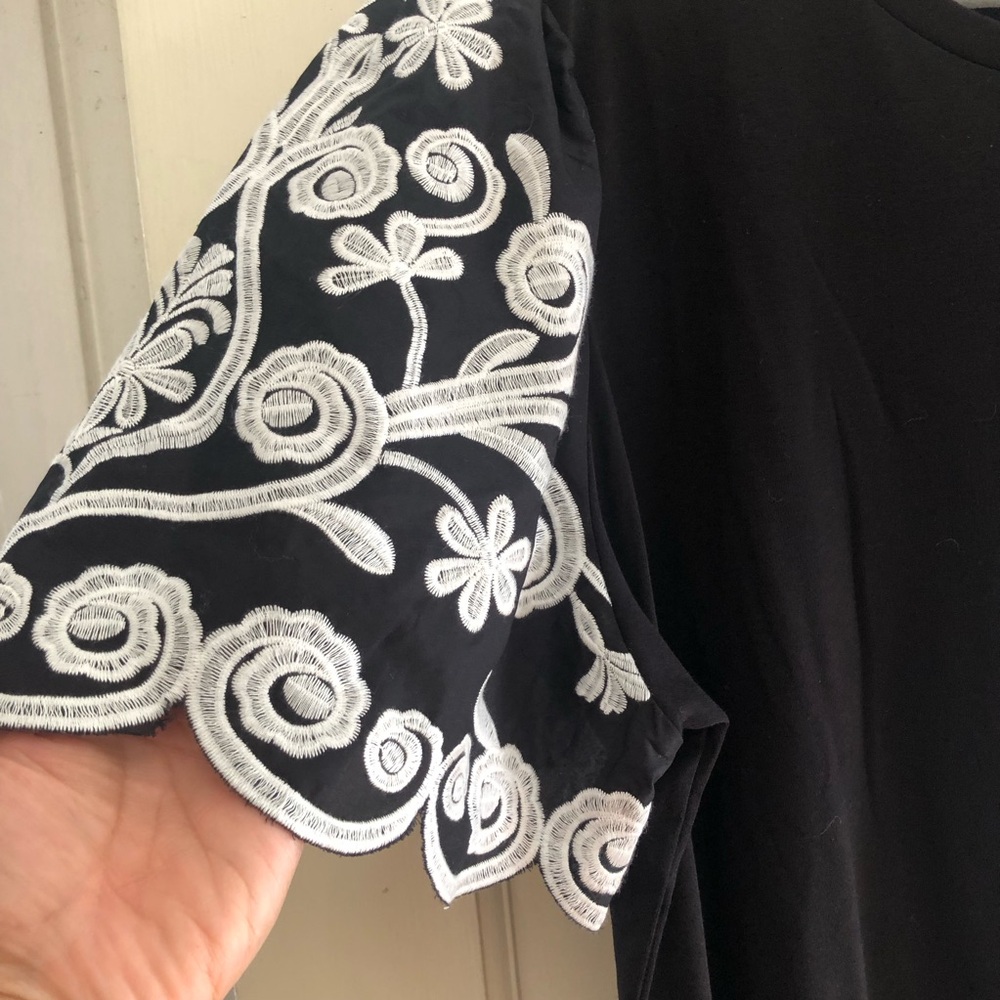 Catherine Malandrino Cotton Modal Embroidered Scallop Exaggerated Puff Sleeve 2X - Picture 11 of 14